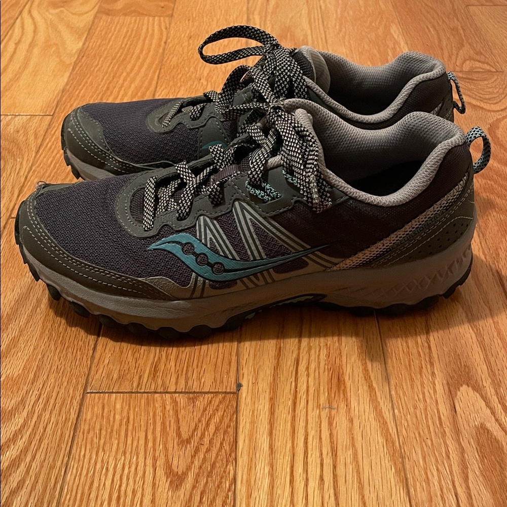 Saucony Excursion Trail Running Shoes - Charcoal and Aqua